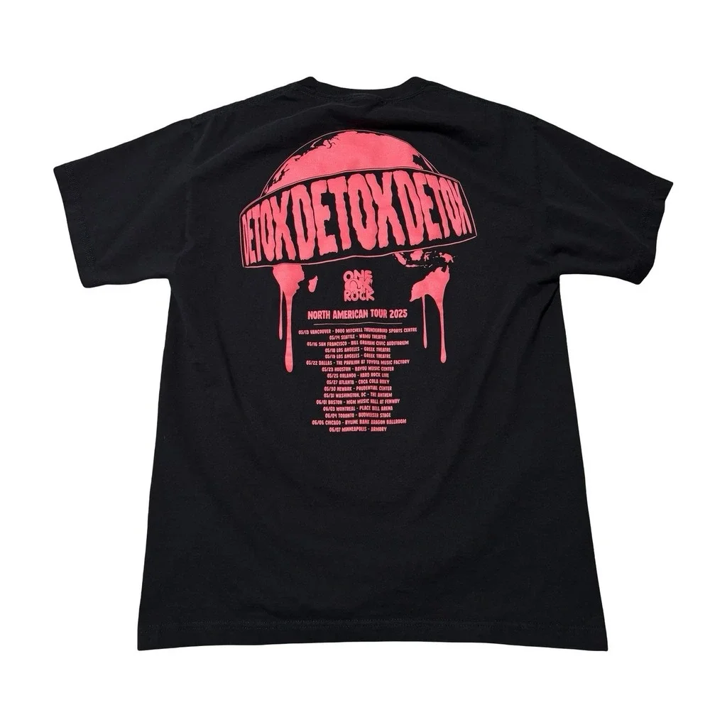 One Ok Rock Men's DETOX 2025 North American Tour Double Sided T Shirt SM 18.5x27